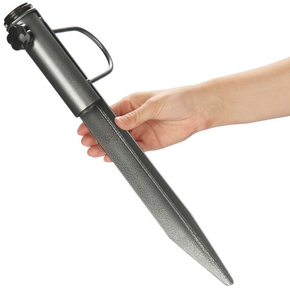 com-four® Sonnenschirmhalter aus massivem Metall - Schirmständer mit Griff, für Kies- und Sandboden - Standfuß für Sonnenschirme mit Ø 25/32/35 mm (silberfarben)