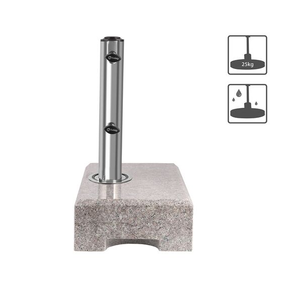 Sekey Granit Sonnenschirmständer mit Edelstahlrohr, Hochwertiger halb-Sockel, für Schirmstöcke bis 22-38 mm, Balkonschirmständer 25KG Grau