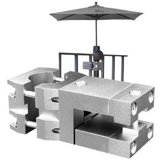 KD-TECH Stabiler Sonnenschirmhalter - Sonnenschirmständer für Balkon eckige Geländer - sichere Sonnenschirmbefestigung ohne Bohren