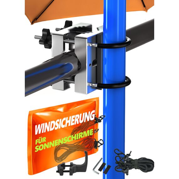 4smile Sonnenschirmhalter Balkongeländer SunnyEasy + Windsicherung für Schirme - Edelstahl Sonnenschirm Halterung Balkon - Schirmhalterung Balkongeländer