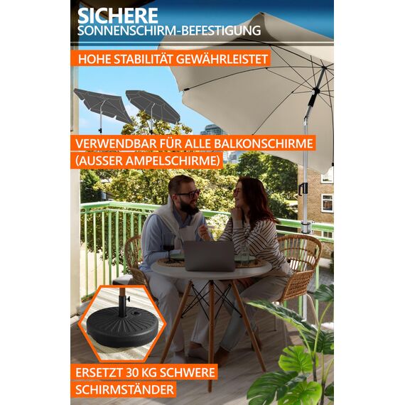 4smile Sonnenschirmhalter aus Metall, Sonnenschirm Balkon Halterung Edelstahl flexibel balkonklammer
