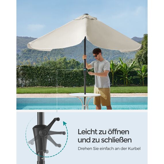 SONGMICS Sonnenschirm 200 x 150 cm, rechteckiger Balkonschirm, Sonnenschutz UPF 50+, beidseitig um 30° knickbar, für Garten, Terrasse, ohne Ständer, beige GPU048M01