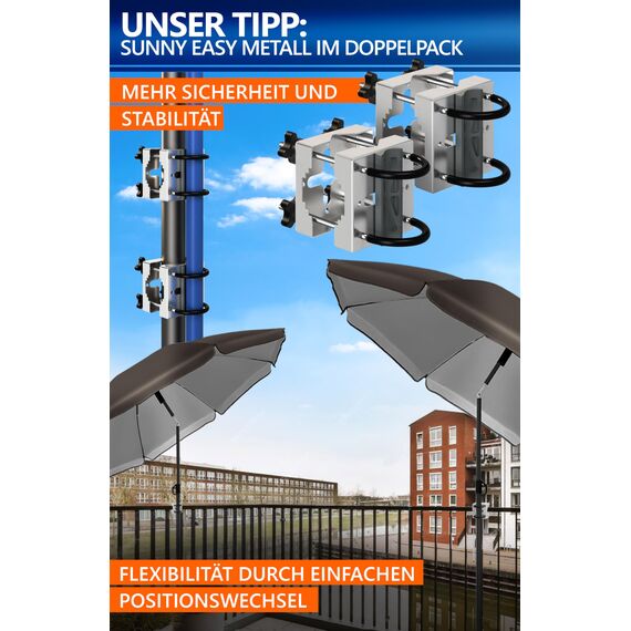 4smile Sonnenschirmhalter aus Metall, Sonnenschirm Balkon Halterung Edelstahl flexibel balkonklammer