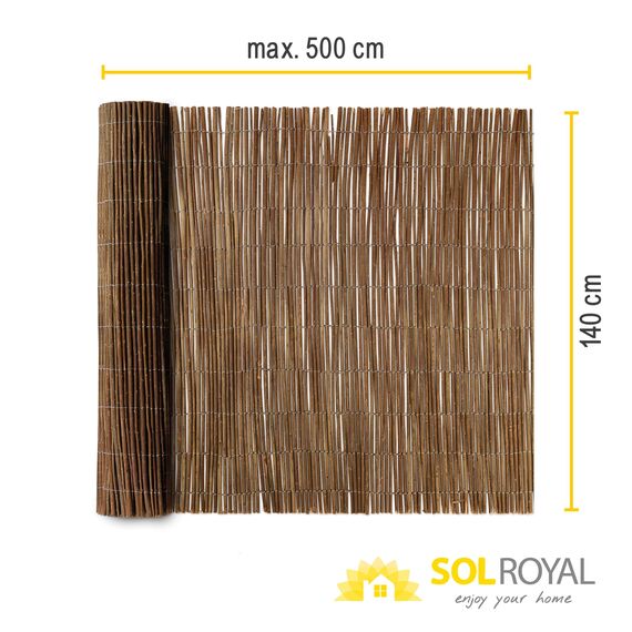 Sol Royal Weidenmatte Sichtschutz für Gartenzaun Natur 140x500 cm – Leichte Montage & Stabiler Weidenzaun Sichtschutzmatte für Garten, Terrasse & Zaun Sichtschutz Weide Windschutz – SolVision W79