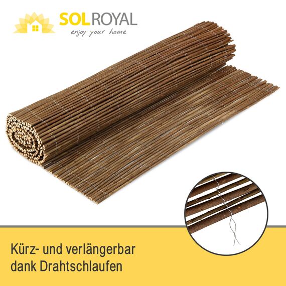 Sol Royal Weidenmatte Sichtschutz für Balkon & Zaun Natur 100x500cm – Leichte Montage & Stabiler Balkonsichtschutz für Terrasse & Garten Weidenzaun Sichtschutz Weide Windschutz – SolVision W79