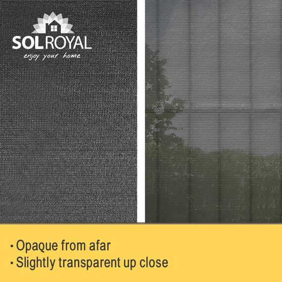 Sol Royal Schattennetz 10m x 1m Schattiergewebe 165g/m² – Blickdichter Sonnenschutz mit UV-Schutz & Kabelbinder für einfache Befestigung – HDPE Sichtschutz Garten Anthrazit für Gewächshaus & Zaun SG80