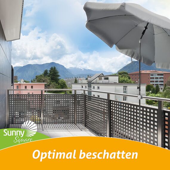 4smile Sonnenschirmhalter Balkongeländer – Aluminium Sonnenschirm Balkon Halterung - Schirmhalterung SunnySquare, stabiles Universaltalent, hält jeden Balkonschirm