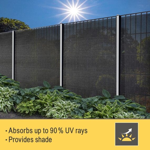 Sol Royal Schattennetz 10m x 1m Schattiergewebe 165g/m² – Blickdichter Sonnenschutz mit UV-Schutz & Kabelbinder für einfache Befestigung – HDPE Sichtschutz Garten Anthrazit für Gewächshaus & Zaun SG80