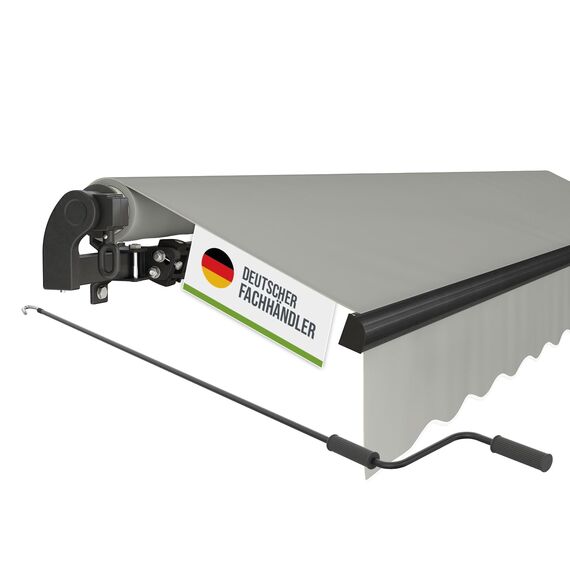 empasa manuelle Gelenkarmmarkise Markise Start Sonnenmarkise Sonnenschutz Alu/Polyester komplett vormontiert, in verschiedenen Größen und Farben, Farbe:hellgrau, Größe:400 x 250