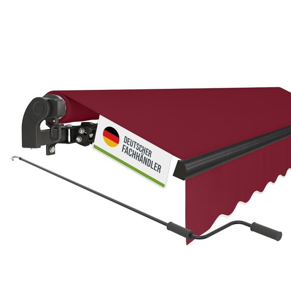 empasa manuelle Gelenkarmmarkise Markise Start Sonnenmarkise Sonnenschutz Alu/Polyester komplett vormontiert, in verschiedenen Größen und Farben, Farbe:weinrot, Größe:300 x 250