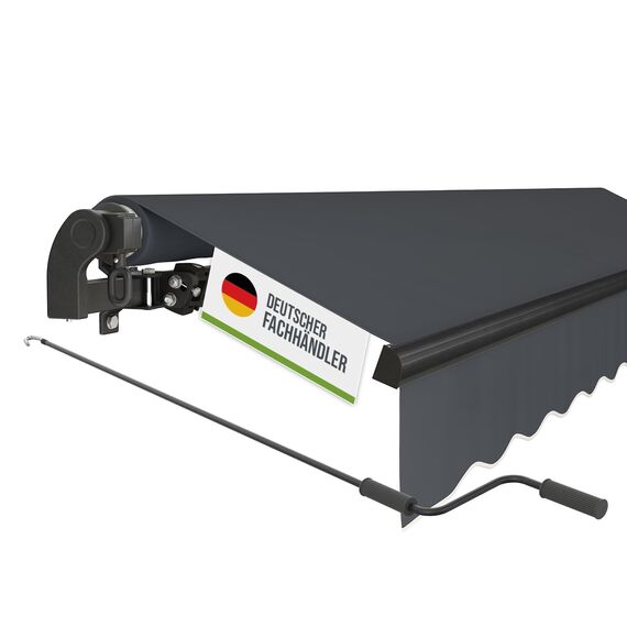 empasa manuelle Gelenkarmmarkise Markise Start Sonnenmarkise Sonnenschutz Alu/Polyester komplett vormontiert, in verschiedenen Größen und Farben, Farbe:anthrazit, Größe:350 x 250