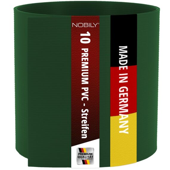 Premium Zaunsichtschutz HART-PVC / 10 x Streifen 2,525 m/Höhe 19 cm Moosgrün - Zaun Sichtschutzstreifen Fachhandelsware für Doppelstabmattenzaun Zaun Sichtschutz grün - keine Folie
