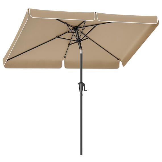 SONGMICS Sonnenschirm 300 x 200 cm, rechteckiger Balkonschirm, Sonnenschutz UPF 50+, beidseitig um 30° knickbar, für Garten, Terrasse, ohne Ständer, taupe GPU058K01