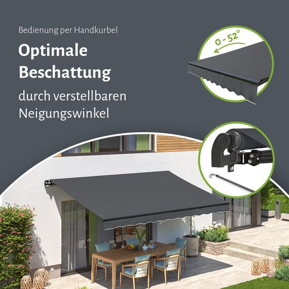 empasa manuelle Gelenkarmmarkise Markise Start Sonnenmarkise Sonnenschutz Alu/Polyester komplett vormontiert, in verschiedenen Größen und Farben, Farbe:gelb/weiß gestreift, Größe:400 x 250