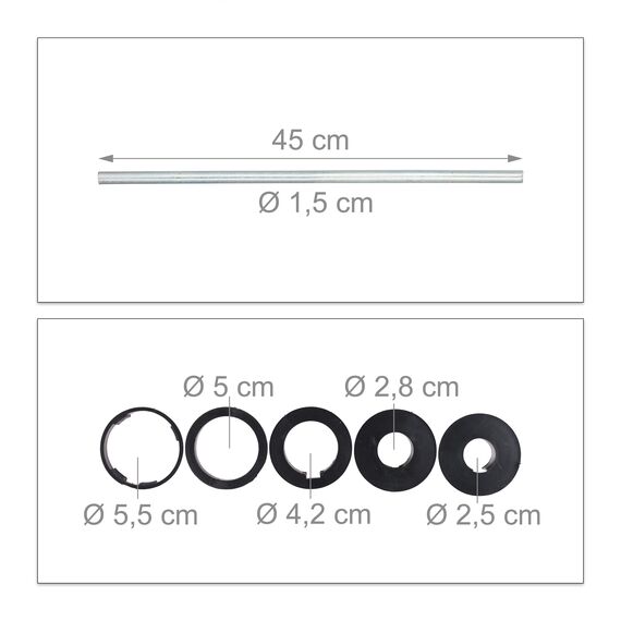 Relaxdays Bodenhülse Sonnenschirm, Drehhülse, Adapter 25-55 mm, Sonnenschirmhalter, Drehstange, Stahl verzinkt, Silber
