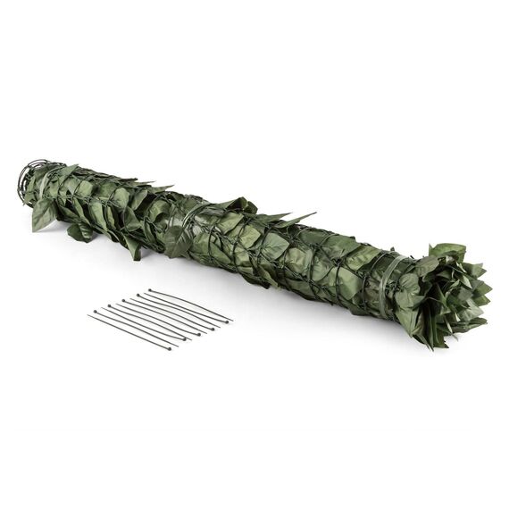 blumfeldt Fency Dark Leaf - Sichtschutz, Windschutz, Lärmschutz, 300 x 150 cm, Buchenblätter, hohe Blickdichte, kunststoffummanteltes Gitternetz, 6 x 6 cm Maschenweite, dunkelgrün