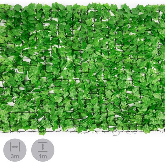 blumfeldt Fency Bright Ivy - Sichtschutz, Windschutz, Lärmschutz, 300 x 100 cm, Efeublätter, hohe Blickdichte, kunststoffummanteltes Gitternetz, 6 x 6 cm Maschenweite, hellgrün