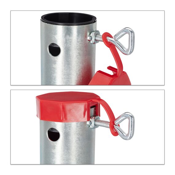 Relaxdays Bodenhülse Sonnenschirm, Drehhülse, Adapter 25-55 mm, Sonnenschirmhalter, Drehstange, Stahl verzinkt, Silber