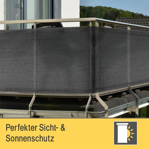 Sol Royal Schattennetz 50m x 1,5m Schattiergewebe 165g/m² – Blickdichter Sonnenschutz UV-Schutz & Kabelbinder für einfache Befestigung – HDPE Sichtschutz Garten Anthrazit für Gewächshaus & Zaun SG80