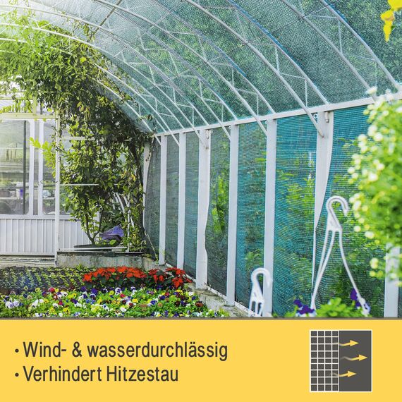 Sol Royal Schattennetz 10m x 2m Schattiergewebe 165g/m² – Blickdichter Sonnenschutz mit UV-Schutz & Kabelbinder für einfache Befestigung – HDPE Sichtschutz Garten Grün für Gewächshaus & Zaun SG80