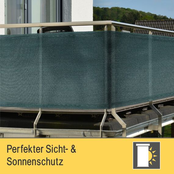 Sol Royal Schattennetz 10m x 1,6m Schattiergewebe 165g/m² – Blickdichter Sonnenschutz mit UV-Schutz & Kabelbinder für einfache Befestigung – HDPE Sichtschutz Garten Grün für Gewächshaus & Zaun SG80