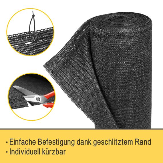 Sol Royal Schattennetz 25m x 1,6m Schattiergewebe 165g/m² – Blickdichter Sonnenschutz UV-Schutz & Kabelbinder für einfache Befestigung – HDPE Sichtschutz Garten Anthrazit für Gewächshaus & Zaun SG80