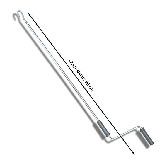 markiso Markisenkurbel 80 cm Verzinkt – Kurbel für Markise mit Fleischerhaken – Kurbelgestänge verzinkter Stahl, Rostfrei, Ergonomische Griffe, Freilaufend für Leichte Bedienung