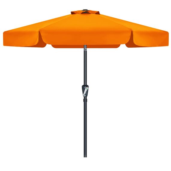 MasterCanopy 230 cm Sonnenschirm neigungsverstellbar, mit schönem Volant, 6 Rippen und Kurbel, für Patio, Garten, Terrasse, Markt, Orange