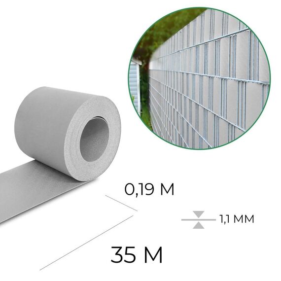 HEMMDAL Premium Sichtschutzstreifen | 35 m Zaunfolie | 1,1 mm Stärke | Montage ohne Hilfsmittel | hochwertiges Polypropylen | formstabil | wasserfest | 5 Jahre UV-beständig | Hellgrau | Made in EU