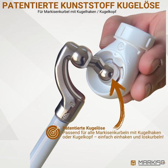 markiso® Markisenkurbel Kugelöse – Ersatz-Öse für Markisengetriebe [Made in Germany] – 10 mm Innensechskant – Robuste Kunststofföse für Kugelhaken & Kugelkopf
