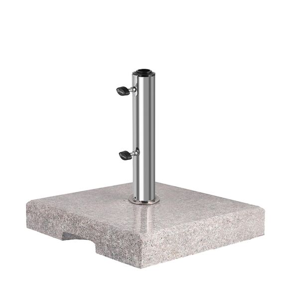 Sekey Granit Sonnenschirmständer mit Edelstahlrohr, Hochwertiger Sockel, für Schirmstöcke bis 32-48 mm, Balkonschirmständer 30KG Quadratisch