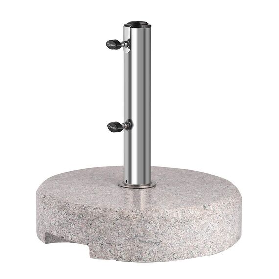 Sekey Granit Sonnenschirmständer mit Edelstahlrohr, Hochwertiger Sockel, für Schirmstöcke bis 22-38 mm, Balkonschirmständer 25KG Rund Grau