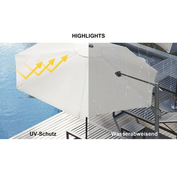 paramondo Sonnenschirm Bespannung für parapenda Ampelschirm Ø 3,5 m rund, mit Schirmbelüftung, Waschbar, Creme