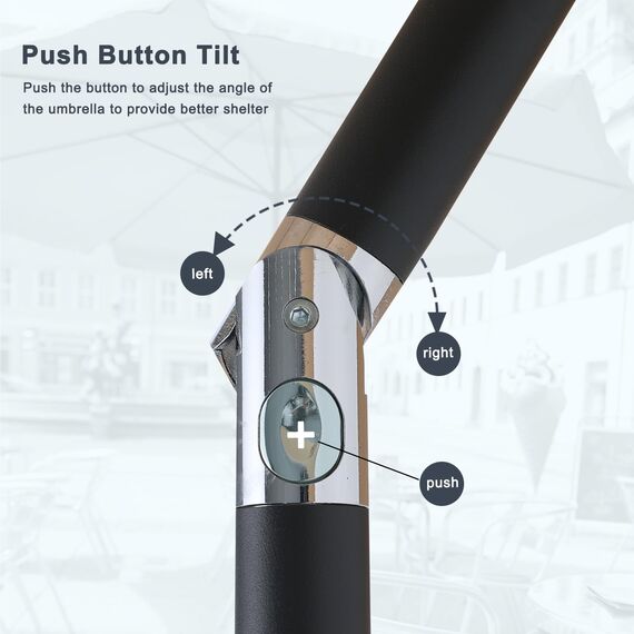 MasterCanopy 230 cm Sonnenschirm neigungsverstellbar, mit schönem Volant, 6 Rippen und Kurbel, für Patio, Garten, Terrasse, Markt, Orange