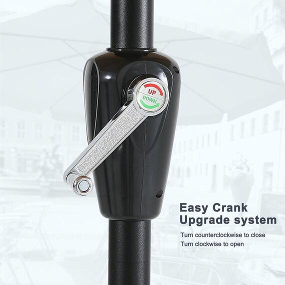 MasterCanopy 230 cm Sonnenschirm neigungsverstellbar, mit schönem Volant, 6 Rippen und Kurbel, für Patio, Garten, Terrasse, Markt, Orange