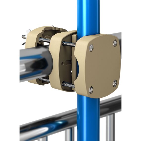 Menz Sonnenschirmhalter Balkongeländer - Kompakte Schirmhalterung Balkongeländer als sicherer Sonnenschirmständer Balkon, flexibel verwendbare Sonnenschirm Halterung Balkon in Sandbraun