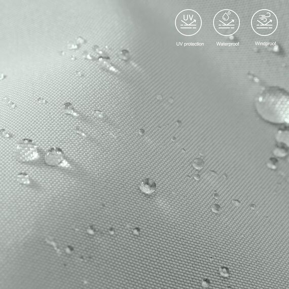 MasterCanopy 230 cm Sonnenschirm neigungsverstellbar, mit schönem Volant, 6 Rippen und Kurbel, für Patio, Garten, Terrasse, Markt, Hellgrau