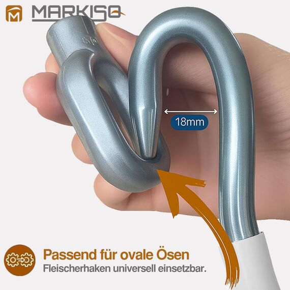 markiso Markisenkurbel 160 cm Weiß – Kurbel für Markise mit Fleischerhaken – Kurbelgestänge Pulverbeschichtet, Rostfrei, Ergonomische Griffe, Freilaufend für Leichte Bedienung