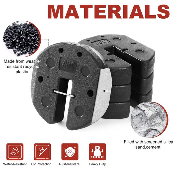 ABCCANOPY Einfache Baldachin-Gewichte mit Schloss-Design für Windbeständigkeit, kein Verrutschen, stabile Sicherung von Zelten, Vordächern und Regenschirmen bei Veranstaltungen im Freien, 4 Stück