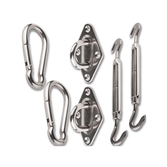 CelinaSun Sonnensegel Zubehör Set Viereck Edelstahl V2A Sonnenschutz Befestigung Segel Montage Werkzeug