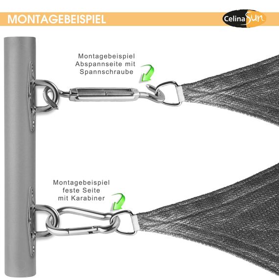 CelinaSun Sonnensegel Zubehör 2X Karabinerhaken Stahl verzinkt Sonnenschutz Befestigung Segel Montage Werkzeug