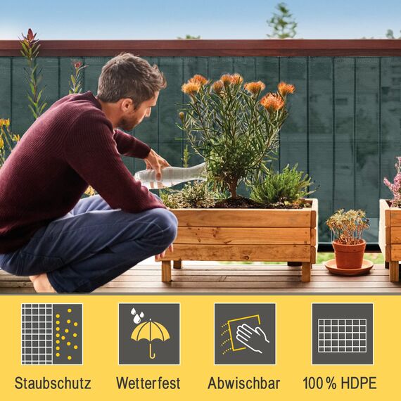 Sol Royal Schattennetz 10m x 1,5m Schattiergewebe 165g/m² – Blickdichter Sonnenschutz mit UV-Schutz & Kabelbinder für einfache Befestigung – HDPE Sichtschutz Garten Grün für Gewächshaus & Zaun SG80