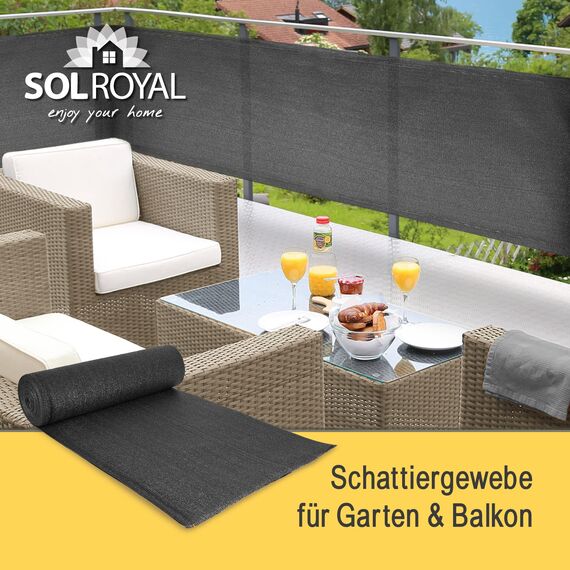 Sol Royal Schattennetz 25m x 1m Schattiergewebe 165g/m² – Blickdichter Sonnenschutz mit UV-Schutz & Kabelbinder für einfache Befestigung – HDPE Sichtschutz Garten Anthrazit für Gewächshaus & Zaun SG80