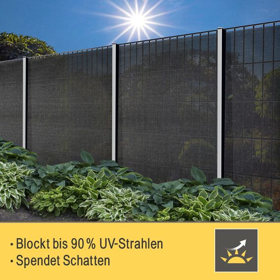 Sol Royal Schattennetz 10m x 1,6m Schattiergewebe 165g/m² – Blickdichter Sonnenschutz UV-Schutz & Kabelbinder für einfache Befestigung – HDPE Sichtschutz Garten Anthrazit für Gewächshaus & Zaun SG80