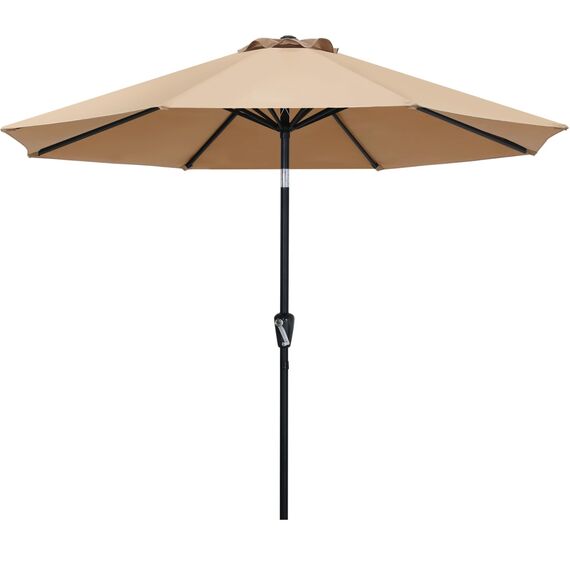 ABCCANOPY Terrassenschirm, 3 m, wasserdicht, Tischschirm mit Druckknopf, Neigung und Kurbel, 8 Rippen, UV-Schutz, Poolschirm für Garten, Rasen, Deck und Hinterhof (Khaki)