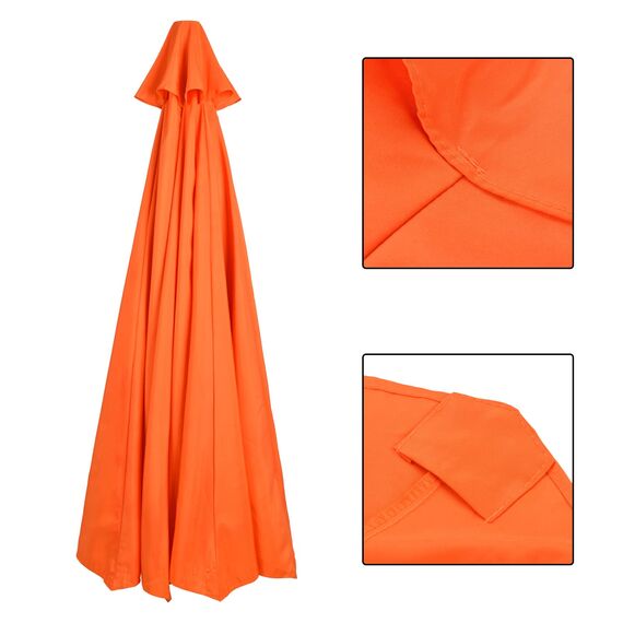 LEMCC 3 m runder Terrassenschirm, Ersatzdach, Markttischschirm, Baldachin, für 6 Rippen, Outdoor-Sonnenschirm, Ersatzoberteil, nur Vordach, Orange, 6 Ribs