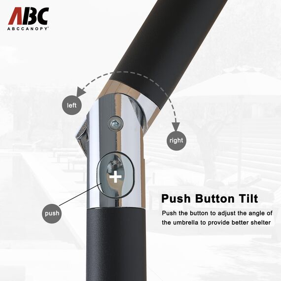 Abccanopy Sonnenschirm 228 cm, 274 cm, 305 cm mit Druckknopf für Garten, Terrasse, Hinterhof und Pool, 6 Rippen, 13+ Farben 10FT türkis