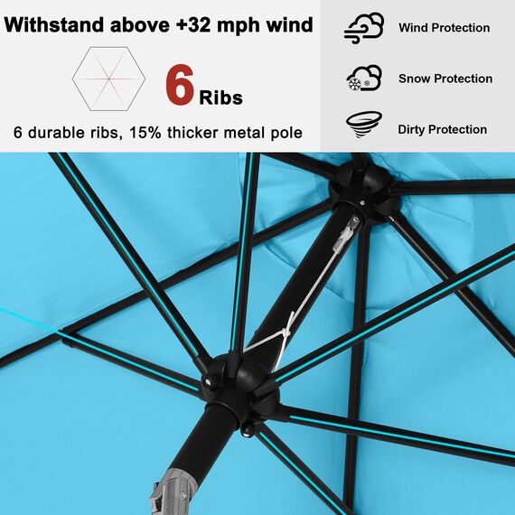 ABCCANOPY 230cm Sonnenschirm im Freien Wasserabweisende Bespannung -Gartenschirm Marktschirm,türkis