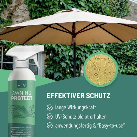 eco:fy Markisen Imprägnierung 0,5L - Imprägnierspray für Markisen, Sonnenschirme & Sonnensegel - Schutz vor Feuchtigkeit & Schmutz - UV-stabil, PFC-frei & biologisch abbaubar - Made in Germany