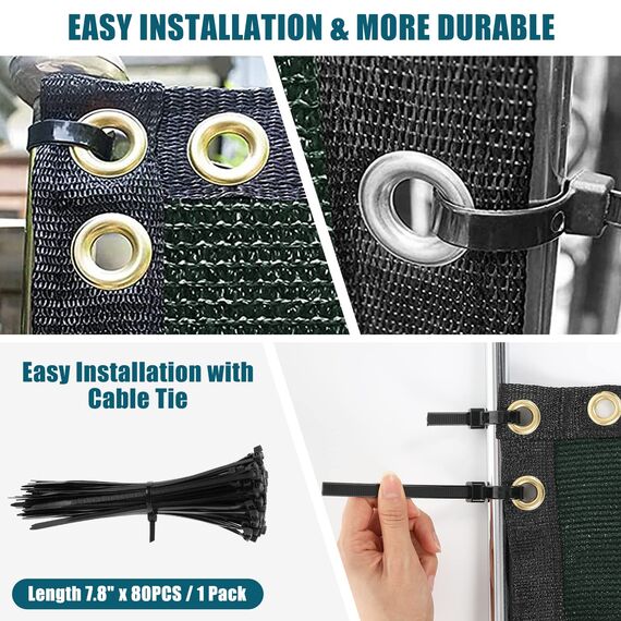 UIRWAY Sichtschutz Zaun 1,82m x 15,24m, Zaunblende Schattiernetz mit ösen 170 g/m² Blockade UV Schutz Windschutz HDPE Gewebe Netz mit Kabelbinder für Gartenzaun Gewächshaus (Grün)